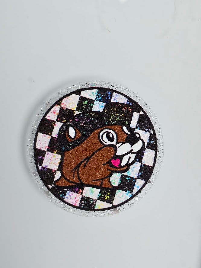 Acrylic Glitter Flatbacks - Checkered Bucee's