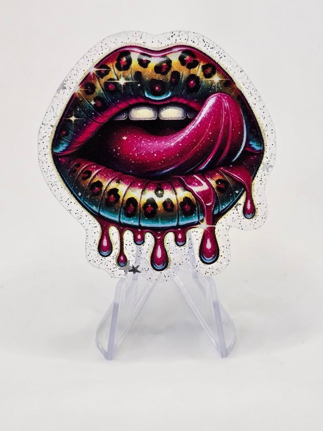 Acrylic Glitter Flatbacks - Leopard Lips