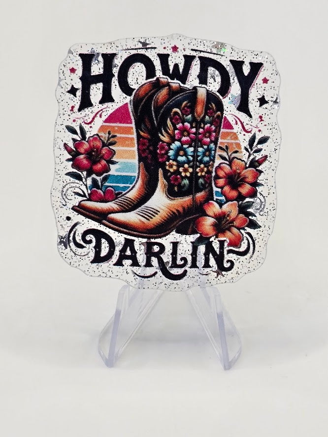 Acrylic Glitter Flatbacks - Howdy Darlin