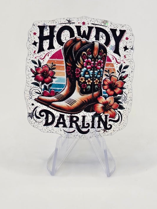 Acrylic Glitter Flatbacks - Howdy Darlin