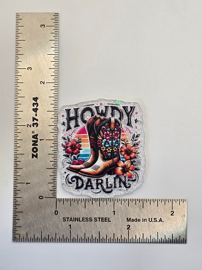 Acrylic Glitter Flatbacks - Howdy Darlin