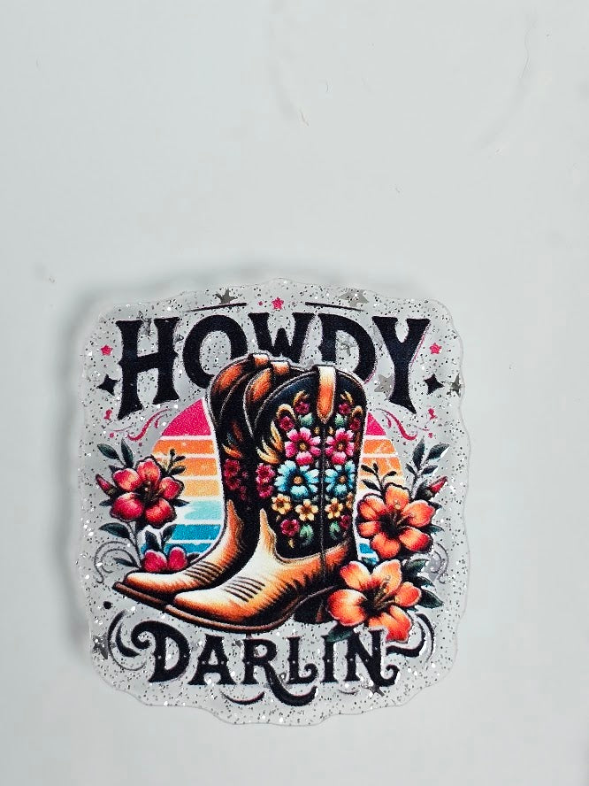 Acrylic Glitter Flatbacks - Howdy Darlin