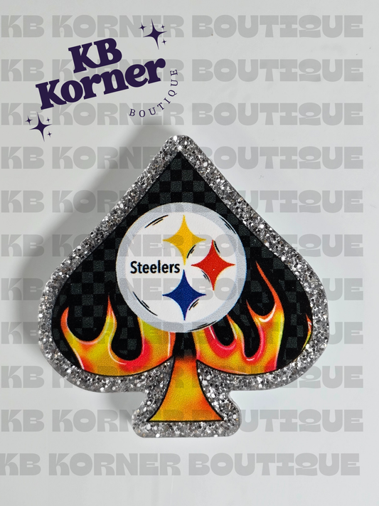Acrylic Glitter Flatbacks - Steelers Spade