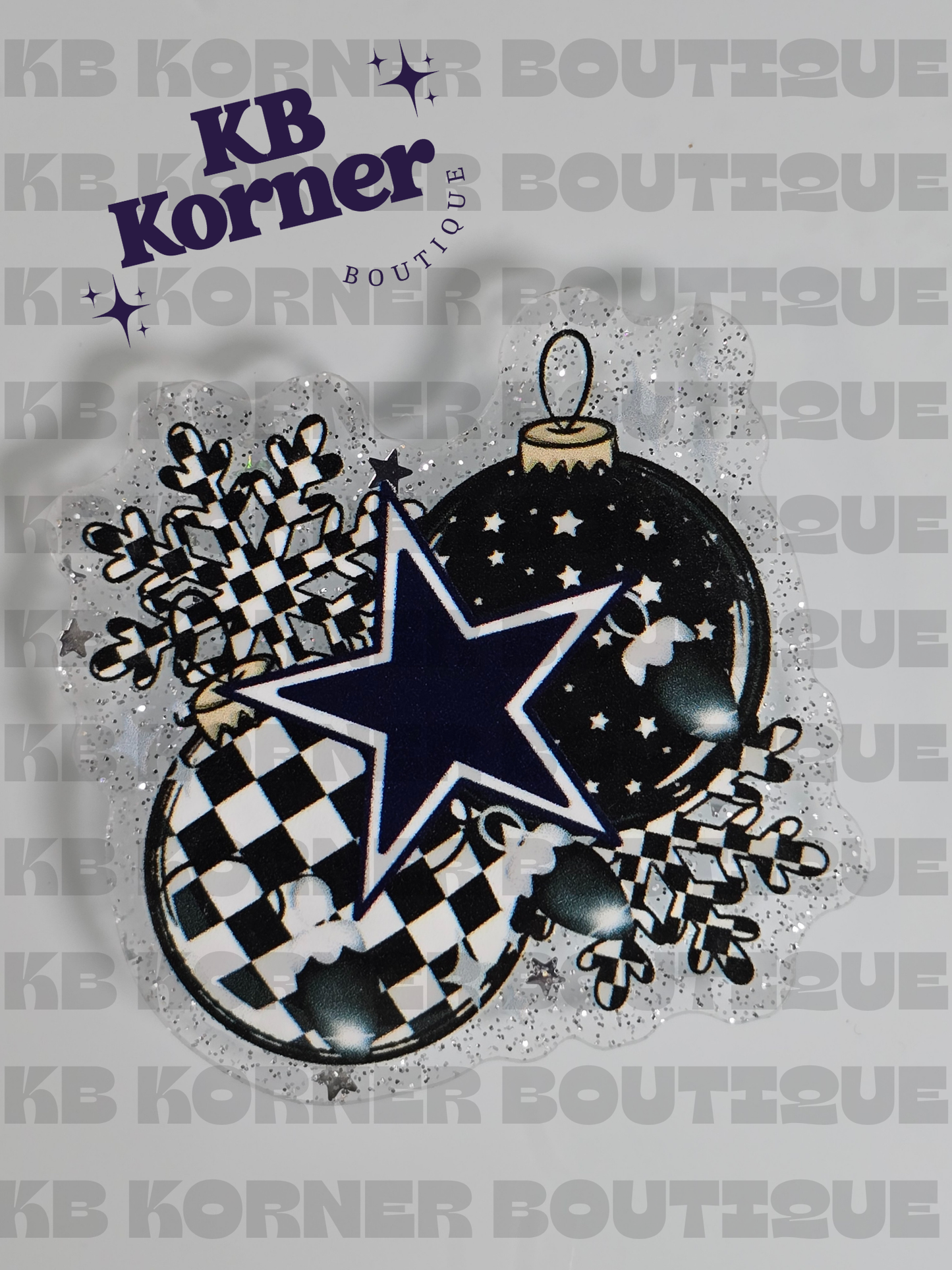 Acrylic Glitter Flatbacks - Cowboys Christmas Bulbs