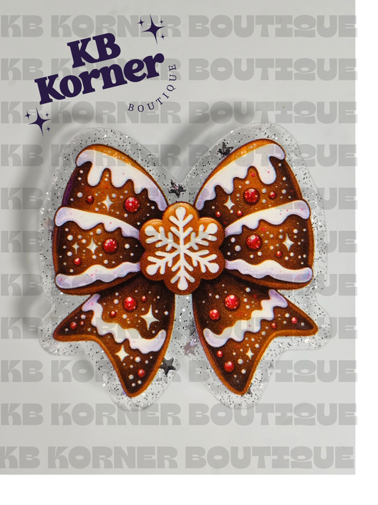 Acrylic Glitter Flatbacks - Gingerbread Bowtie