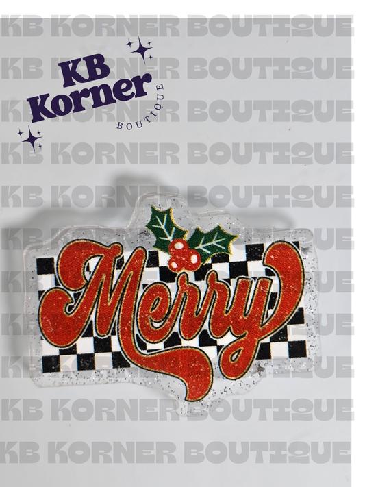 Acrylic Glitter Flatbacks - Merry