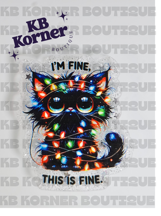 Acrylic Glitter Flatbacks - I'm Fine This Is Fine