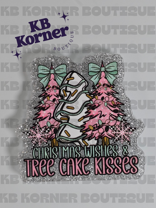 Acrylic Glitter Flatbacks - Christmas Wishes And Tree Cake Kisses