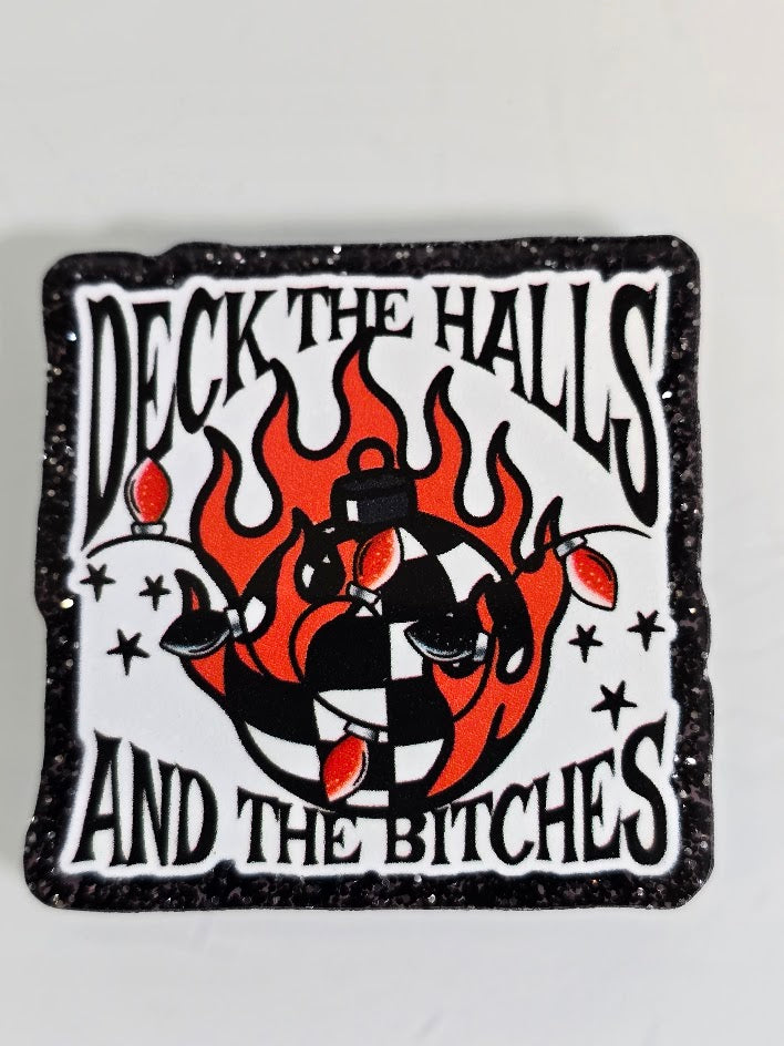 Acrylic Glitter Flatbacks - Deck The Halls