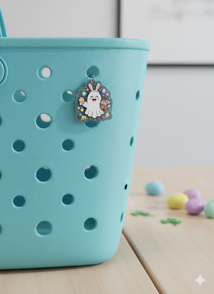 Acrylic Glitter Flatback-Easter Ghosty
