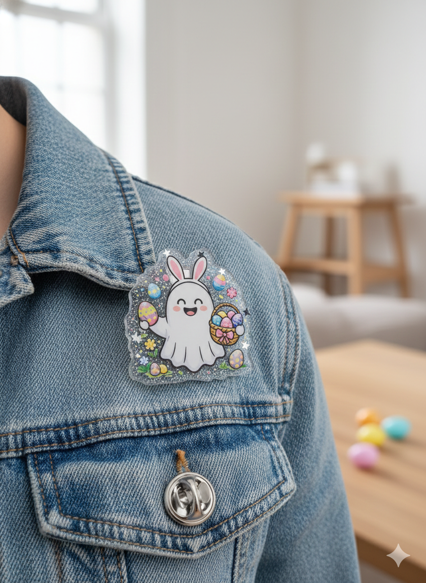 Acrylic Glitter Flatback-Easter Ghosty