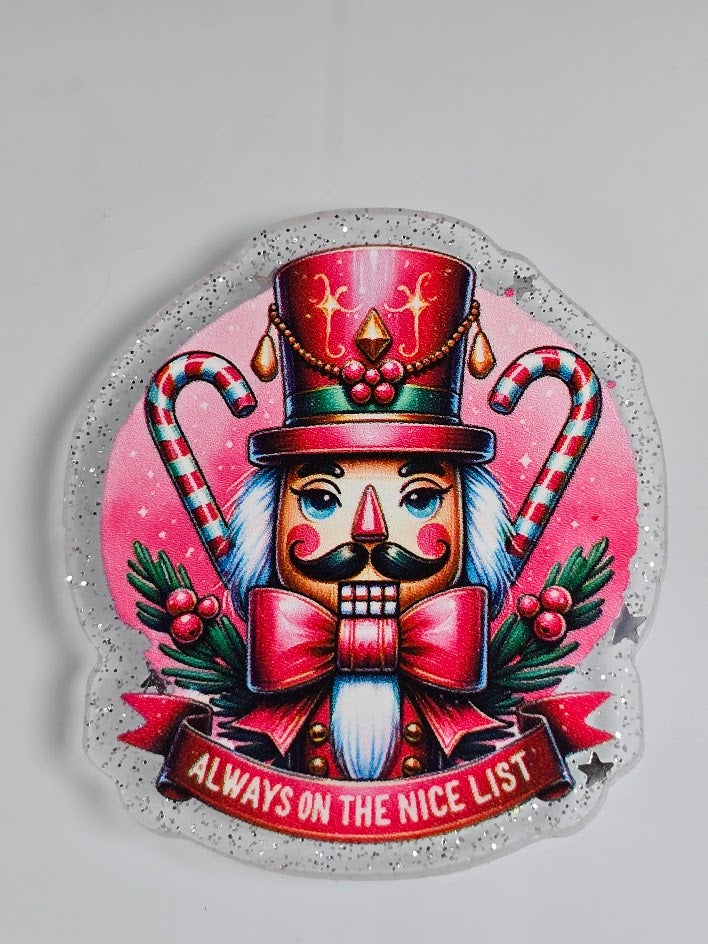 Acrylic Glitter Flatbacks - Always On The Nice List