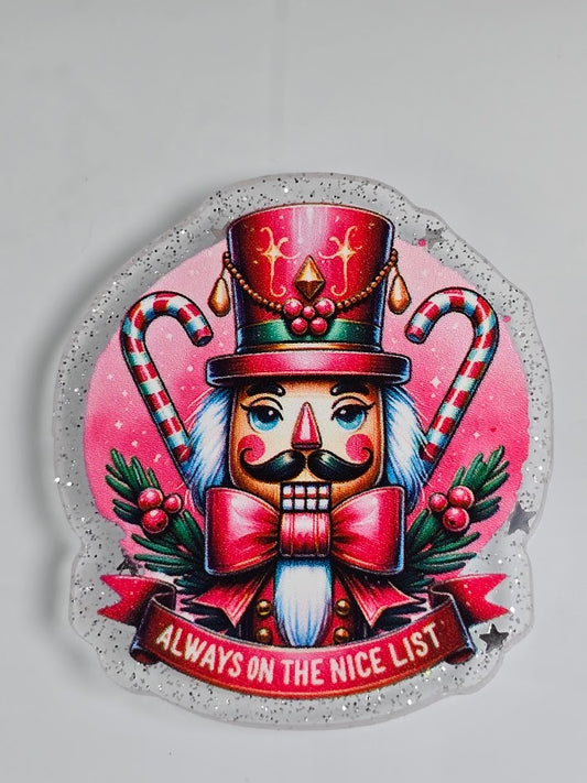 Acrylic Glitter Flatbacks - Always On The Nice List