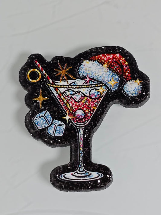 Acrylic Glitter Flatbacks - Christmas Drink