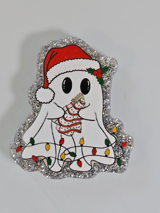 Acrylic Glitter Flatbacks - Christmas Ghost