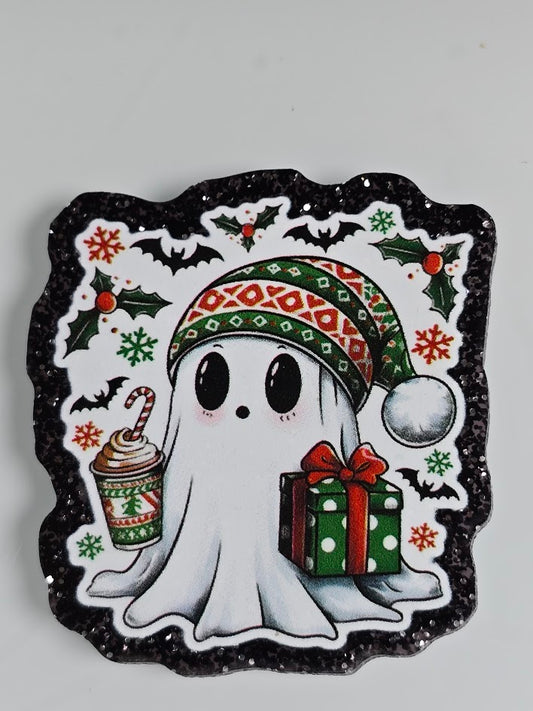 Acrylic Glitter Flatbacks - Christmas Ghost
