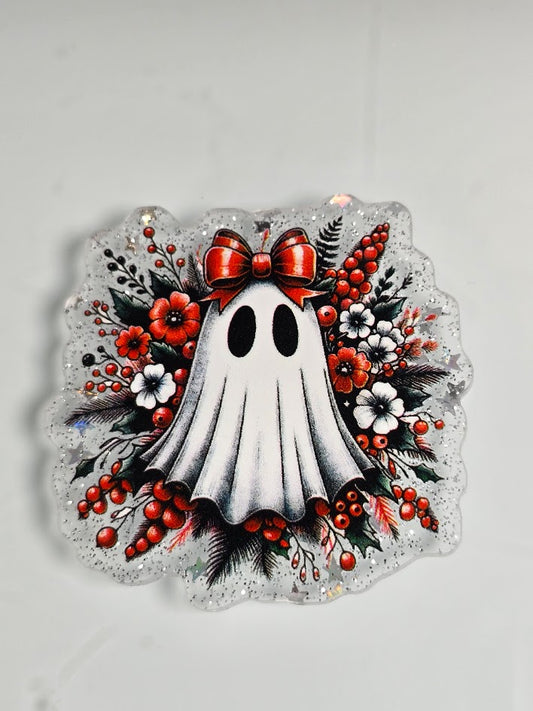 Acrylic Glitter Flatbacks - Christmas Ghost