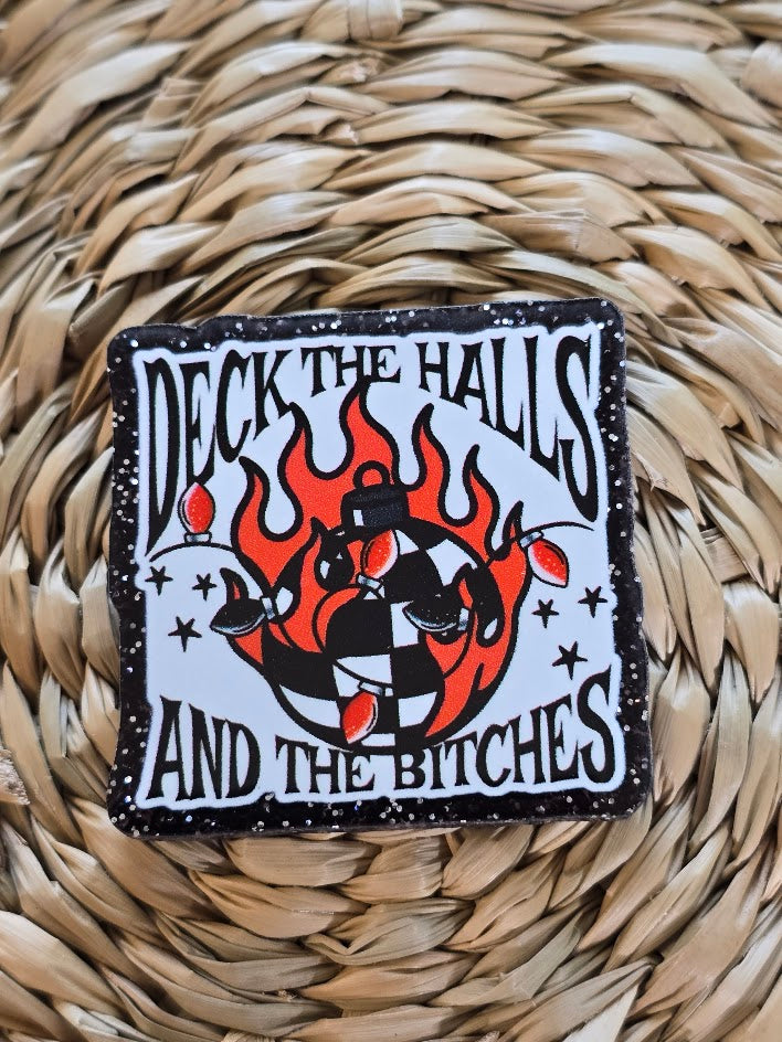 Acrylic Glitter Flatbacks - Deck The Halls