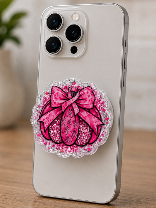 Magnetic Phone Grips – Breast Cancer Awareness Pumpkin