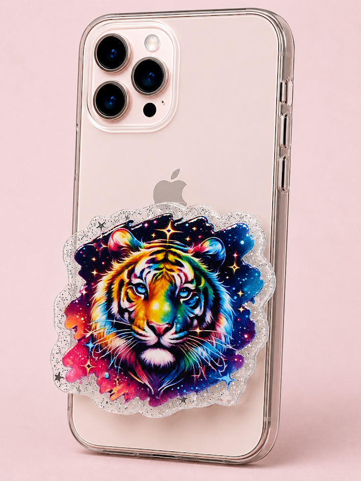 Magnetic Phone Grips – Rainbow Tiger
