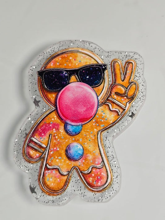 Acrylic Glitter Flatbacks - Gingerbread Man