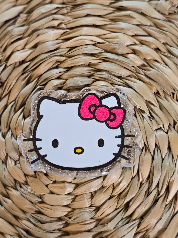 Acrylic Glitter Flatbacks - Hello Kitty