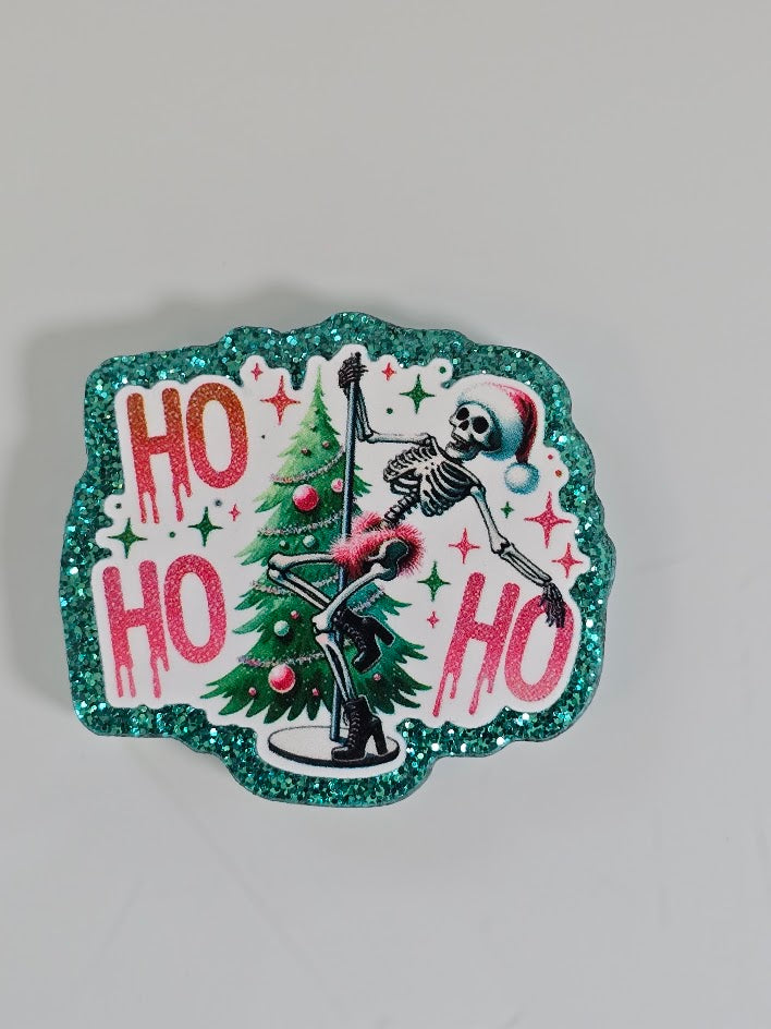 Acrylic Glitter Flatbacks - Ho Ho Ho