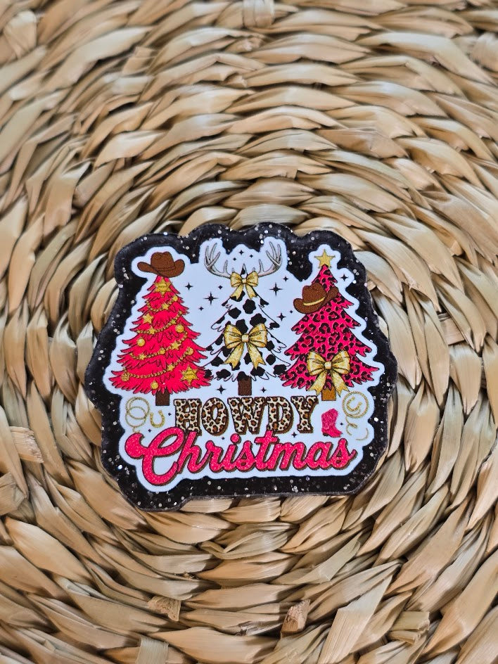 Acrylic Glitter Flatbacks - Howdy Christmas