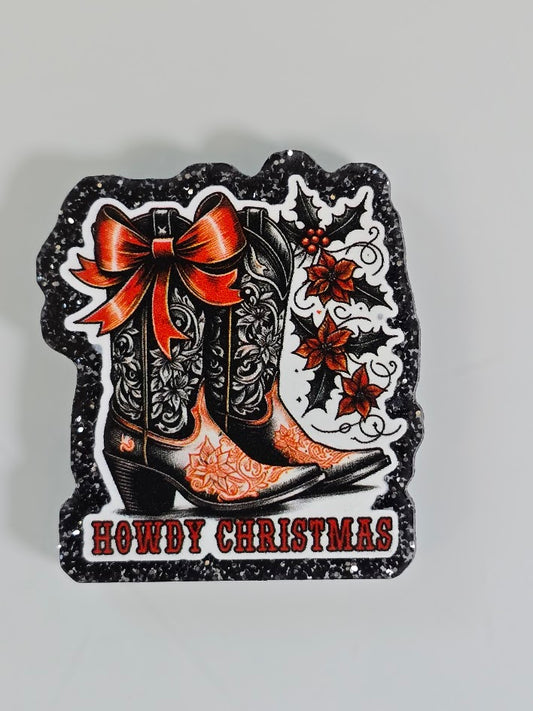 Acrylic Glitter Flatbacks - Howdy Christmas