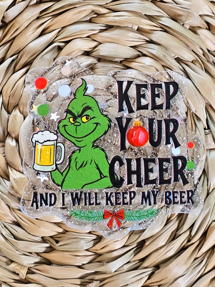 Acrylic Glitter Flatbacks - Keep Your Cheer