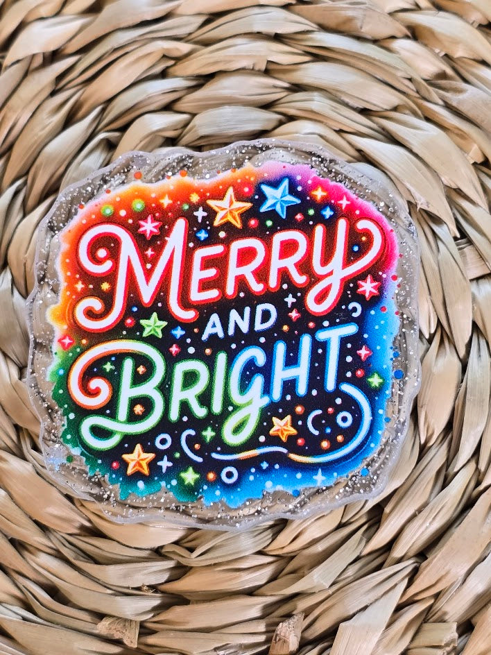 Acrylic Glitter Flatbacks - Merry And Bright