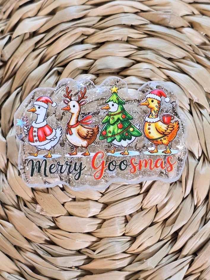 Acrylic Glitter Flatbacks - Merry Goosmas