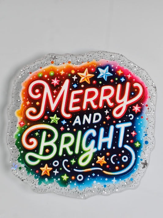 Acrylic Glitter Flatbacks - Merry And Bright