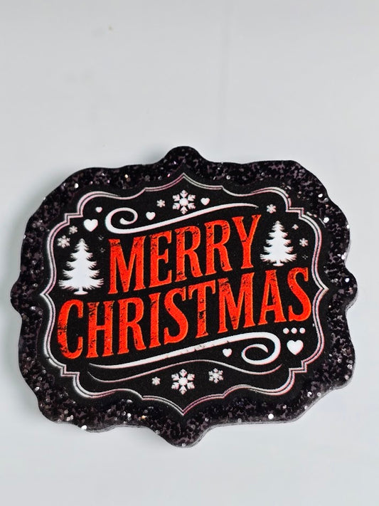 Acrylic Glitter Flatbacks - Merry Christmas