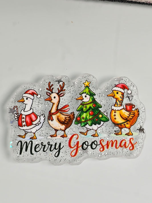 Acrylic Glitter Flatbacks - Merry Goosmas
