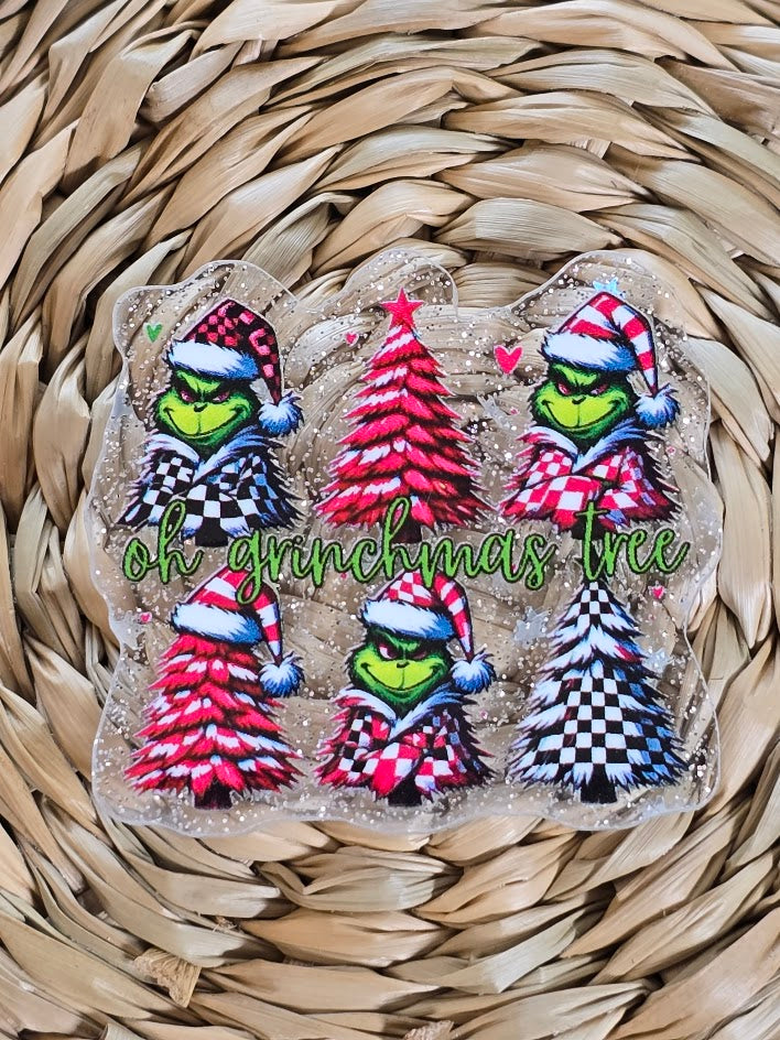 Acrylic Glitter Flatbacks - Oh Grinchmas Tree