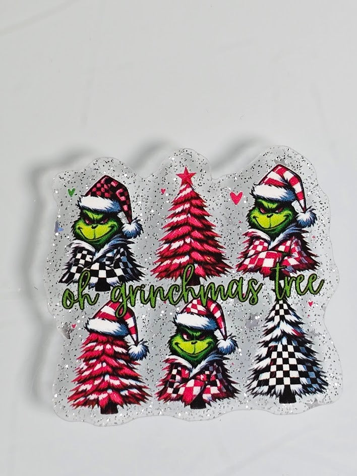 Acrylic Glitter Flatbacks - Oh Grinchmas Tree