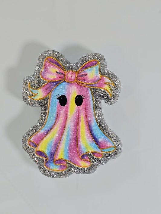 Acrylic Glitter Flatbacks - Pink Ghost