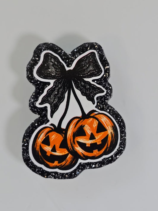 Acrylic Glitter Flatbacks - Pumpkin Cherries