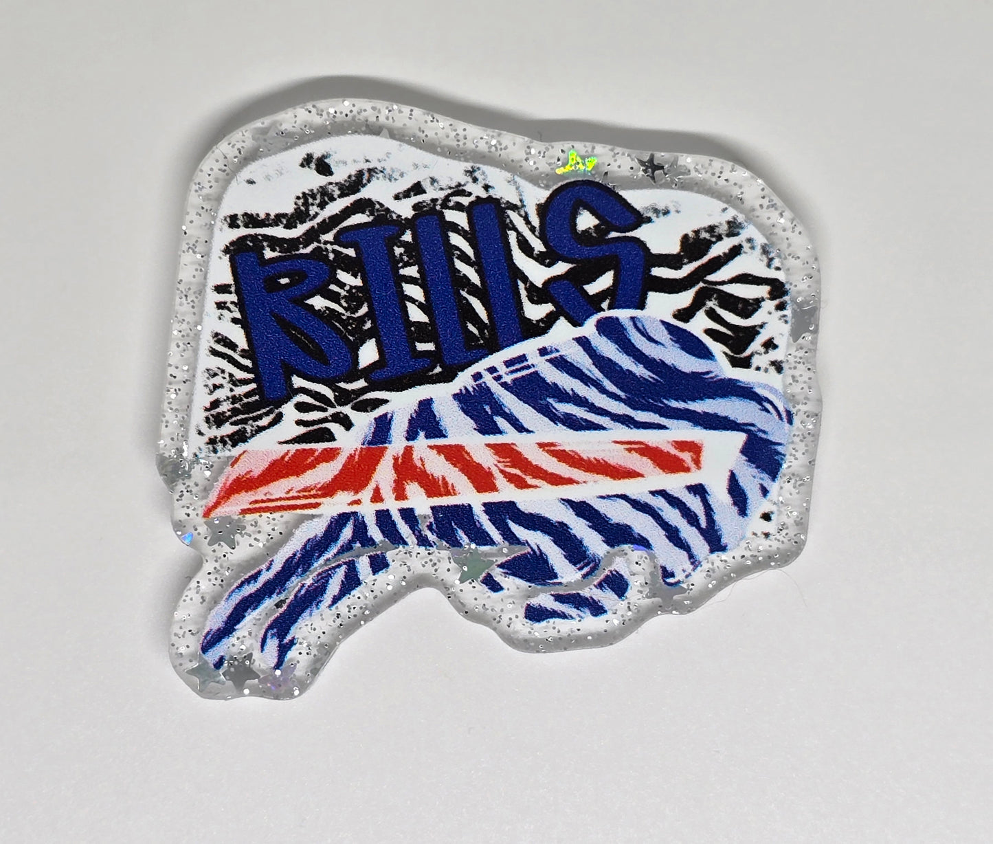 Acrylic Glitter Flatback- Bills Tiger Stripes