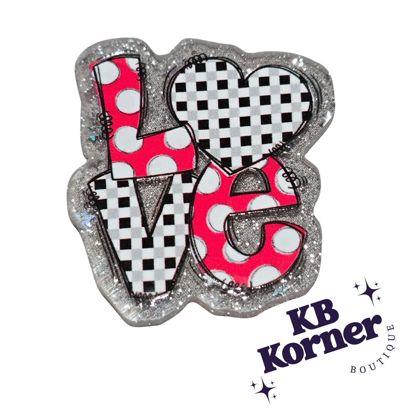 Acrylic Glitter Flatbacks- Valentine’s Love Stack