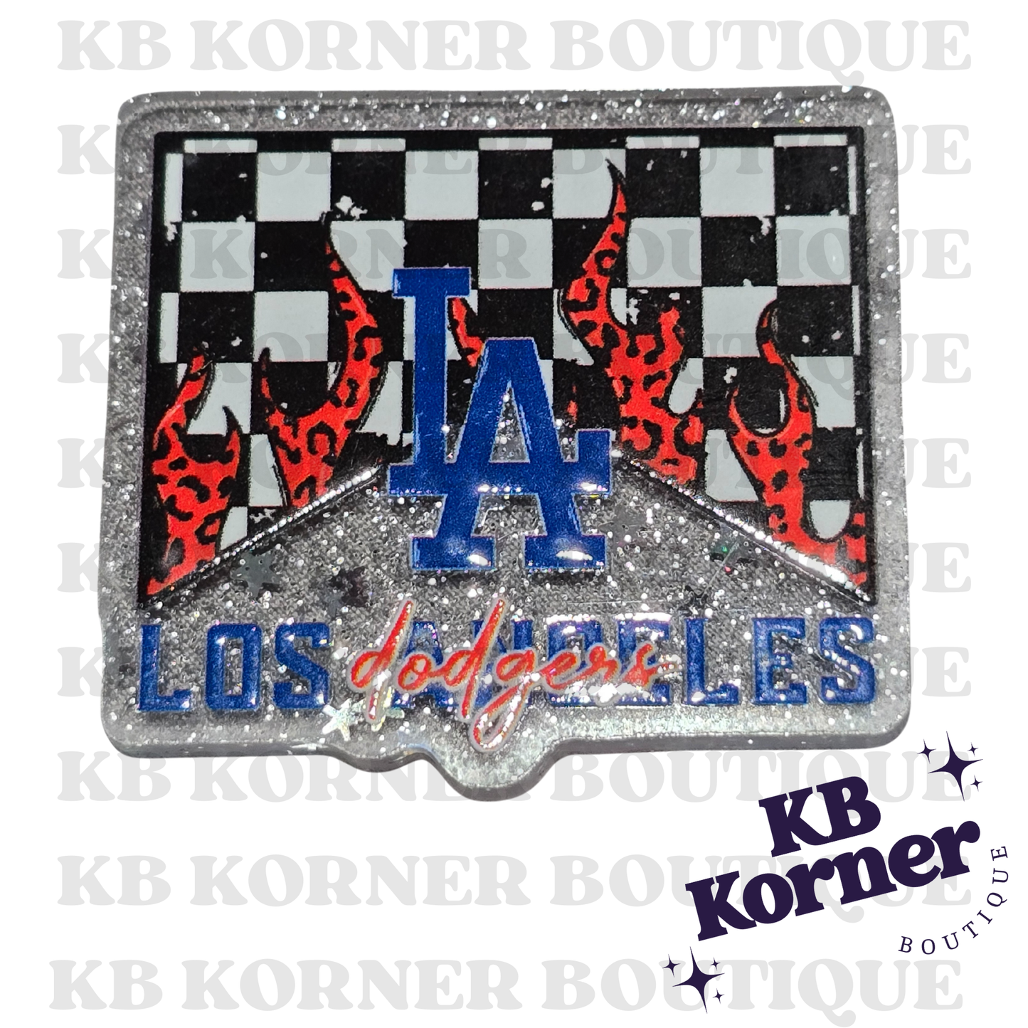 ⚾️ Acrylic Glitter Flatbacks- Dodgers Marlboro Flame ⚾️