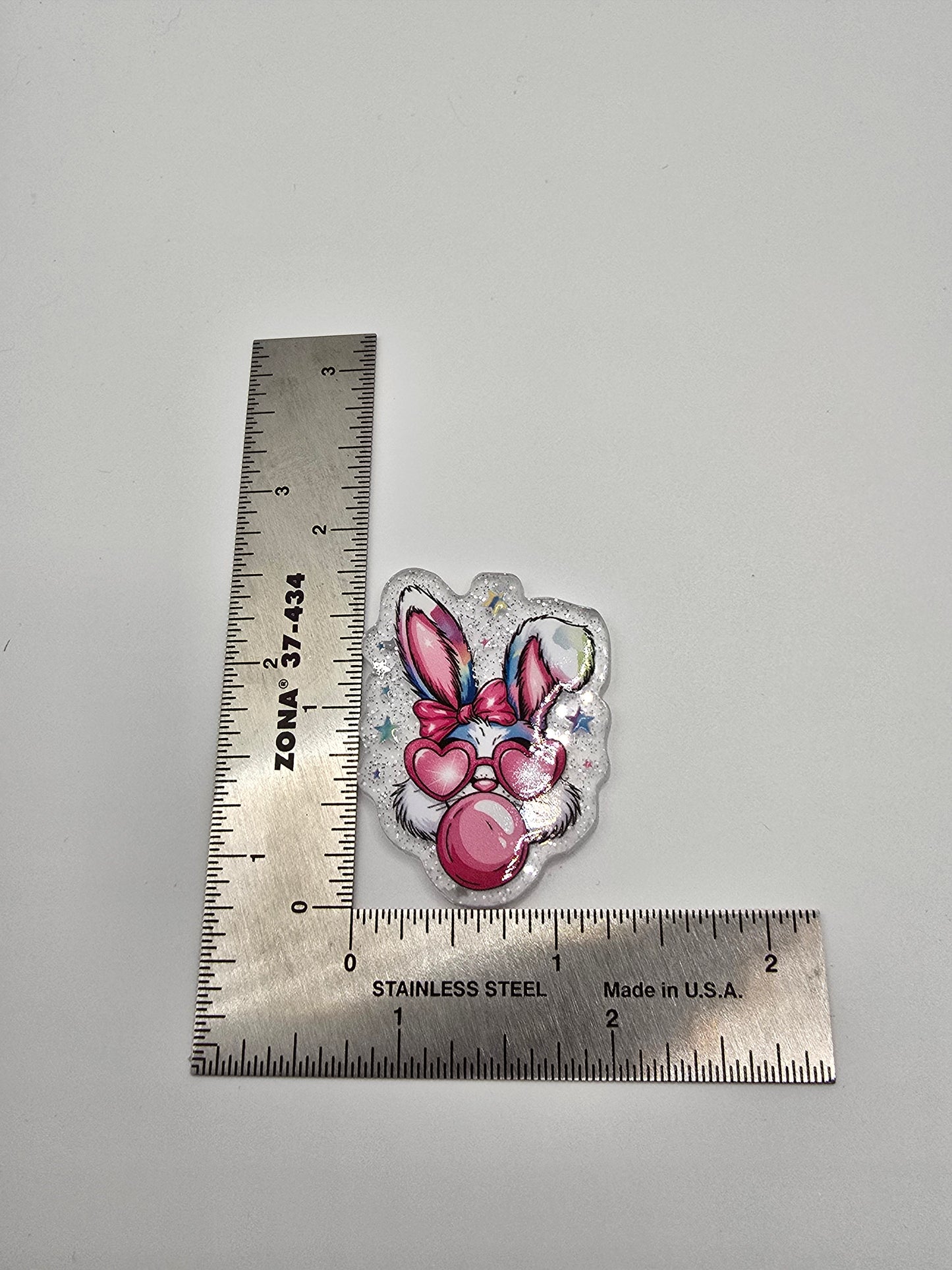 Acrylic Glitter Flatbacks- Bubblegum Easter Bunny
