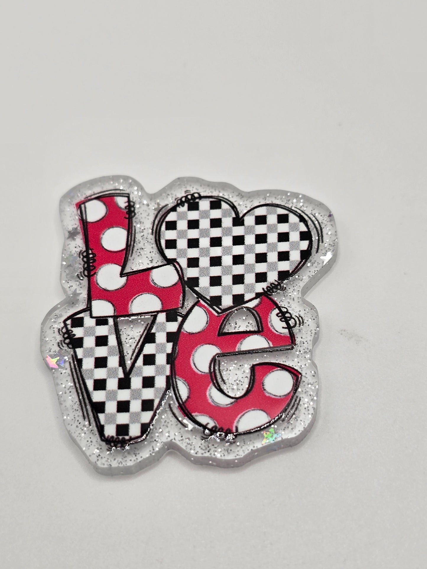 Acrylic Glitter Flatbacks- Valentine’s Love Stack