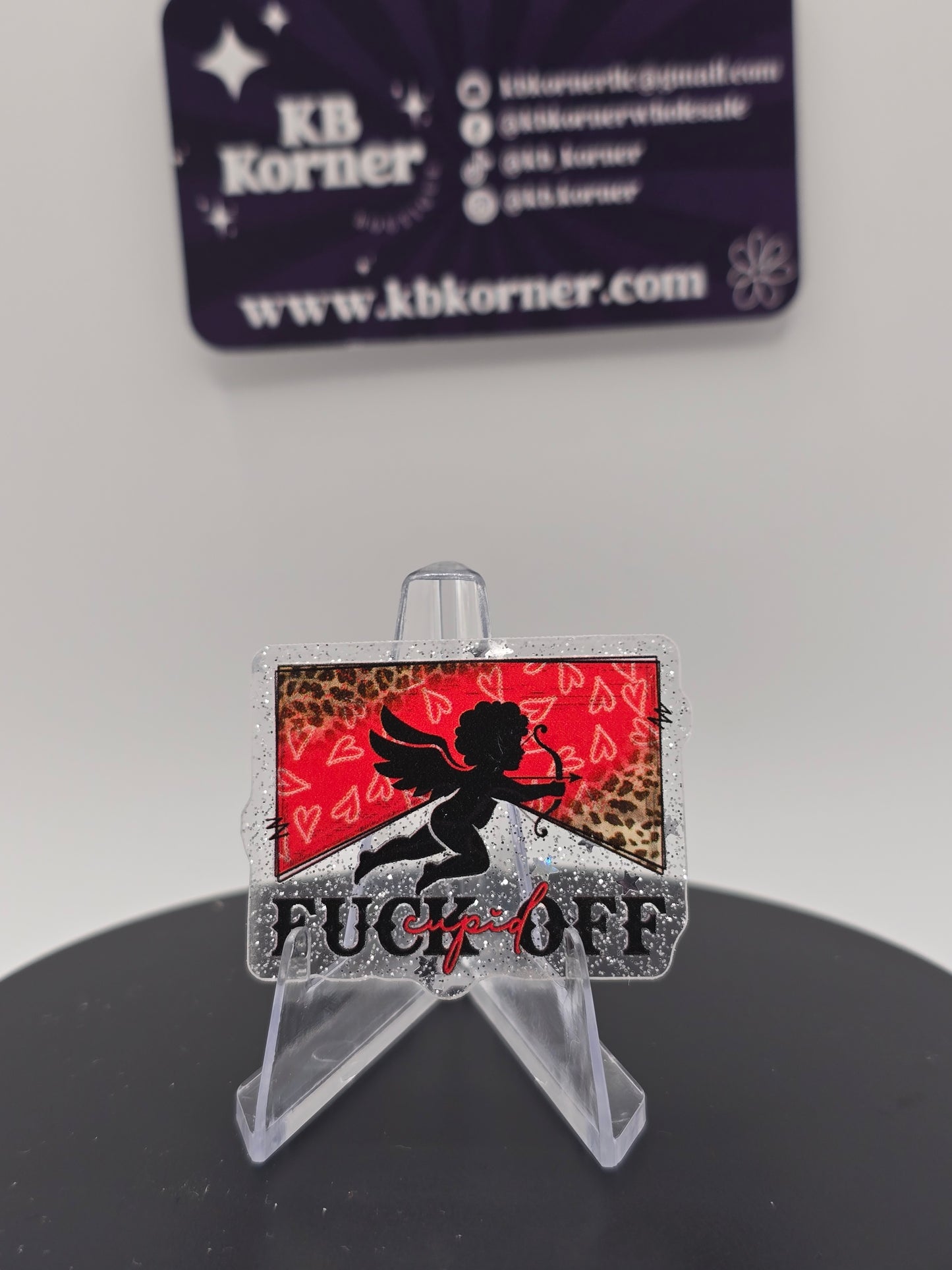 Acrylic Glitter Flatbacks- Valentine’s Fuck Off Cupid
