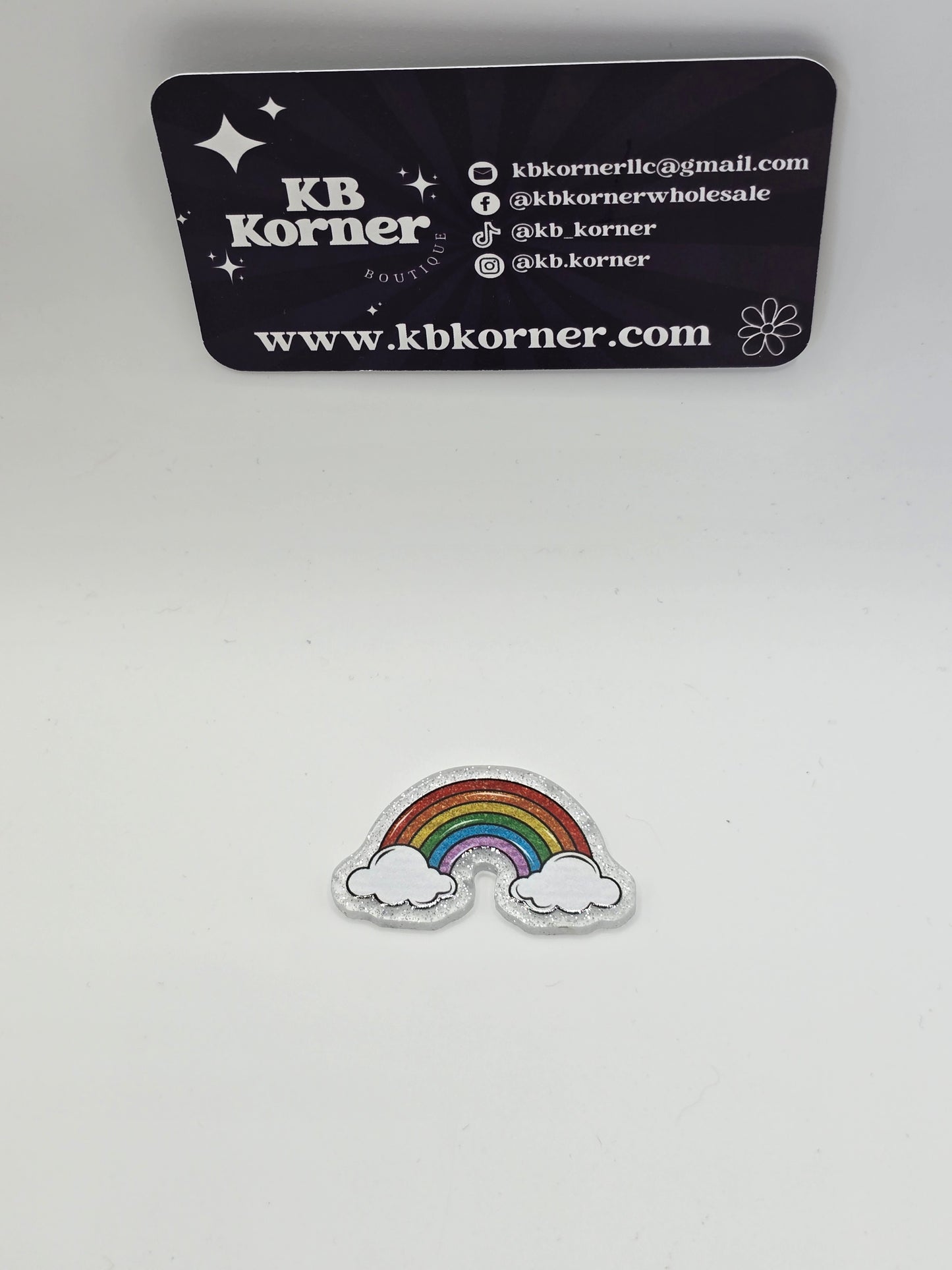 Acrylic Glitter Flatbacks- Rainbow Clouds