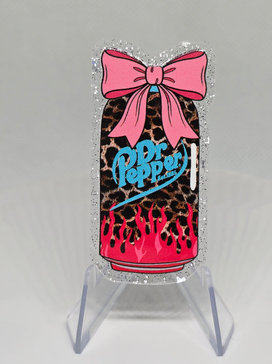 Acrylic Glitter Flatback- Dr. Pepper Leopard (Large)