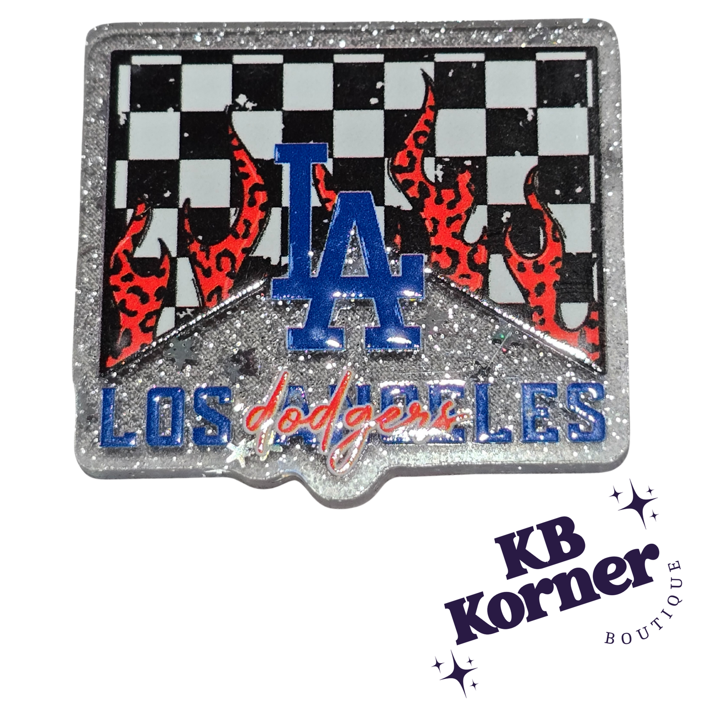 ⚾️ Acrylic Glitter Flatbacks- Dodgers Marlboro Flame ⚾️