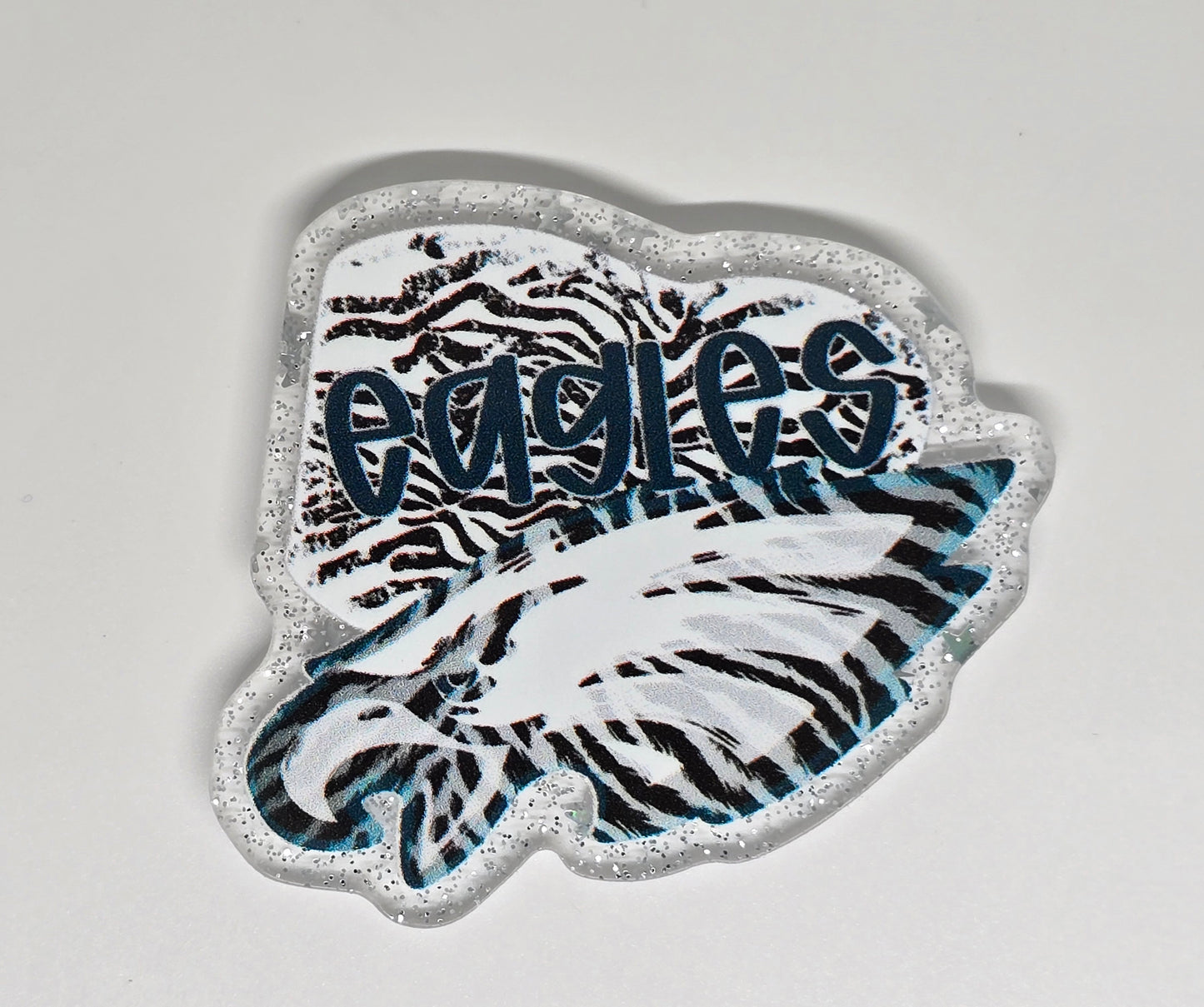 Acrylic Glitter Flatback- Eagles Tiger Stripes