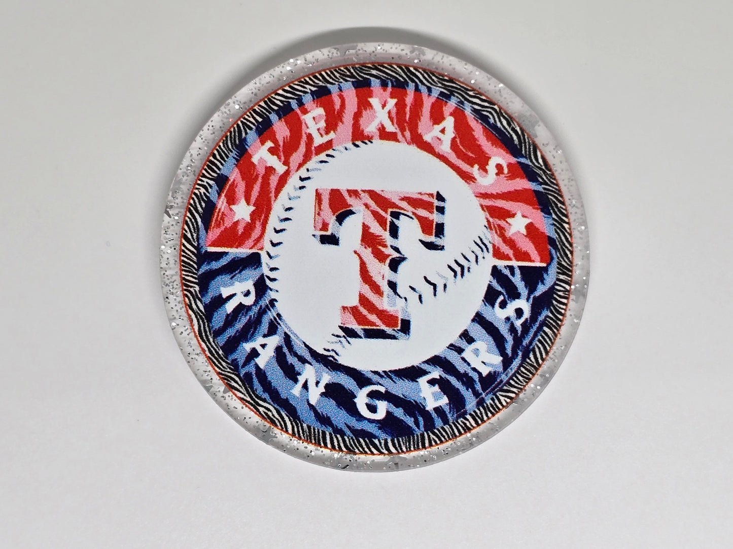 Acrylic Glitter Flatback- Rangers Tiger Stripe